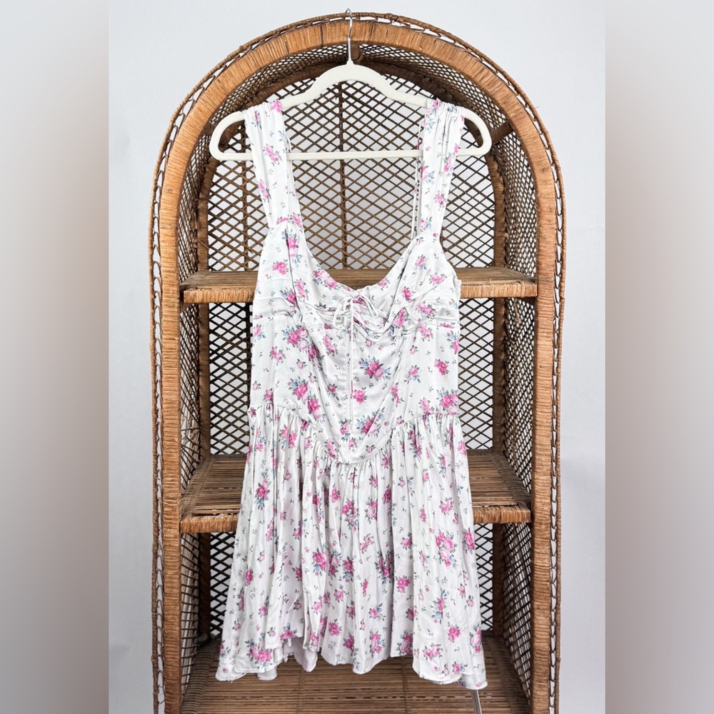 For Love & Lemons August Floral Mini Dress XL Sweetheart Open Back Boned NWT - Picture 5 of 8